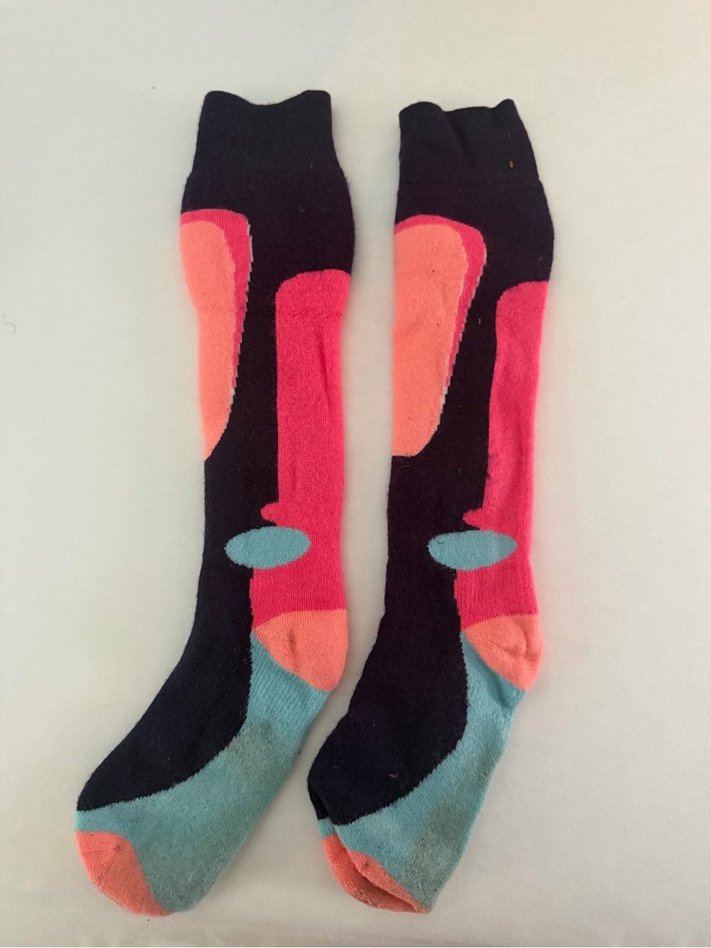 Multi-Color Women’s Ski Socks - Vibrant Pink & Teal Accent